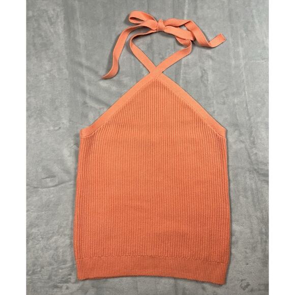 J. Crew Small Cotton Cashmere Halter Sweater Knit Tank Top Pastel Peach Festival - Picture 1 of 8